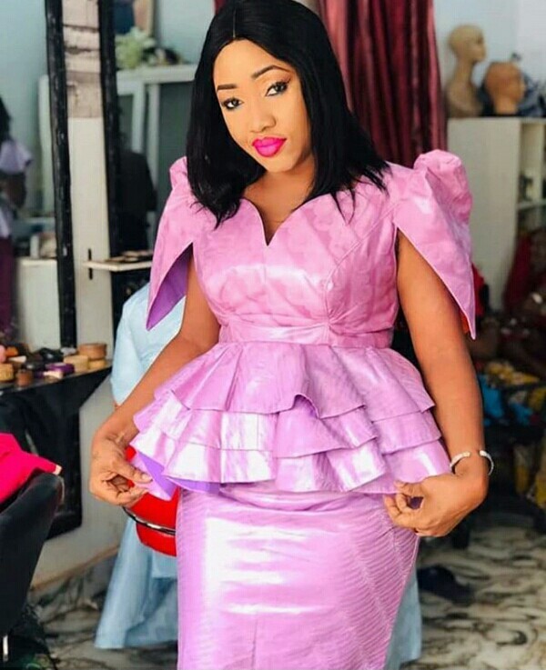 Lilac Bazin Peplum With Cap Sleeves and Skirt