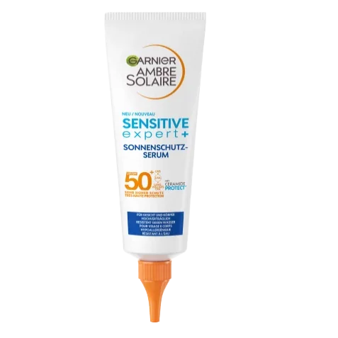 Garnier Ambre Solaire Sensible Expert+ Super UV – Sérum Solaire Invisible – Très Haute Protection SPF50+ – Visage Et Corps 125 ml