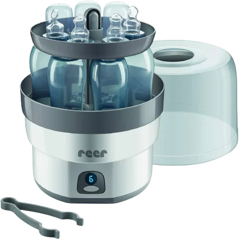 Reer VapoMax Grand Stérilisateur 36010, Espace pour 6 Flacons et Accessoires
