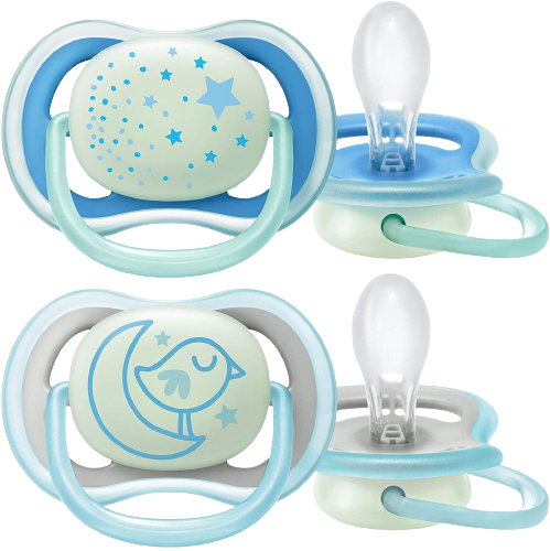 Philips Avent Sucette Ultra Air Nuit avec Panneau Lumineux 2 Pièces (Age : 6 à 18 mois/Bleu)