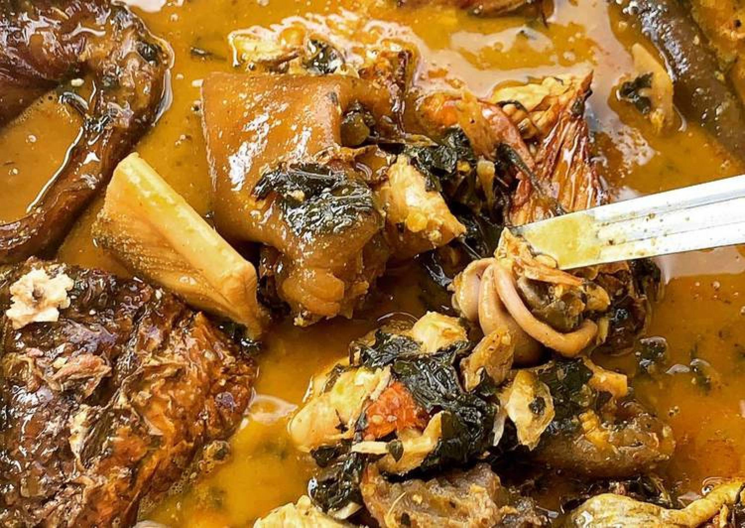 2 LITERS OF BITTER LEAF SOUP WITH DRY FISH AND GOAT MEAT