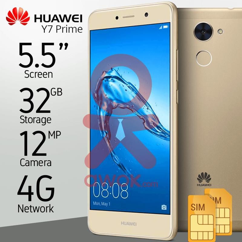 Huawei Y7 Prime 2017, 32GB, 4G LTE, Dual Sim, Gold