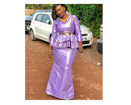Beautiful Malian Bazin Peplum Top and Long Skirt