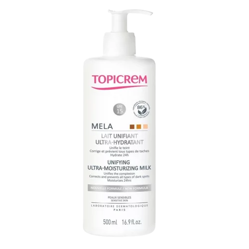 Topicrem Mela Lait Éclaircissant Ultra-Hydratant Spf15 500ml