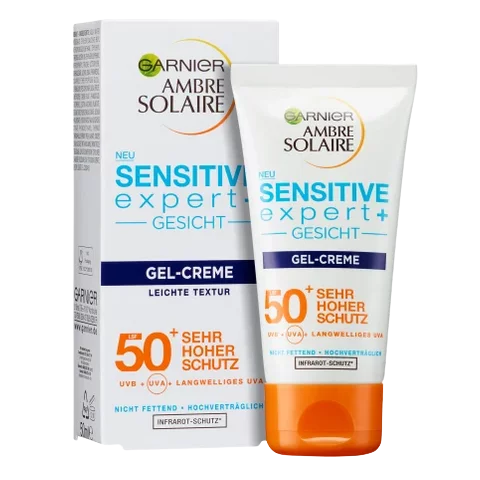 Garnier Ambre Solaire – Sensitive Expert + – Gel Crème Fondant – Visage – spf50+ – 50 mL