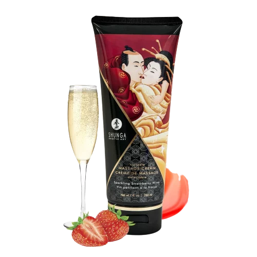 Shunga Crème de Massage Délectable Vin Pétillant Et Fraise 200ml