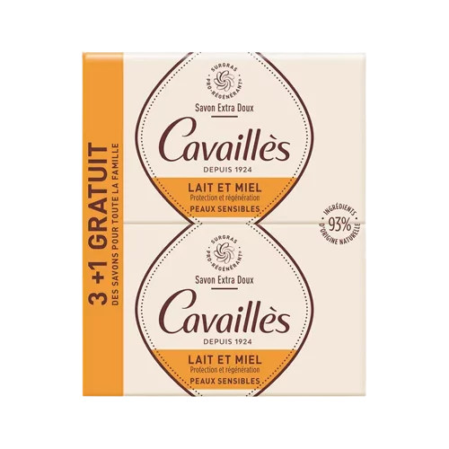 Roge Cavailles Savon Surgras Extra Doux Lait et Miel 4x250g
